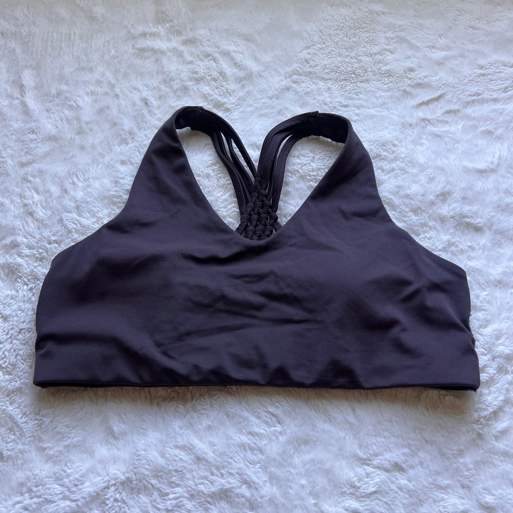 OFFLINE by Aerie Real Me Stretch Macrame Strappy Sports Bra Brown Medium Support